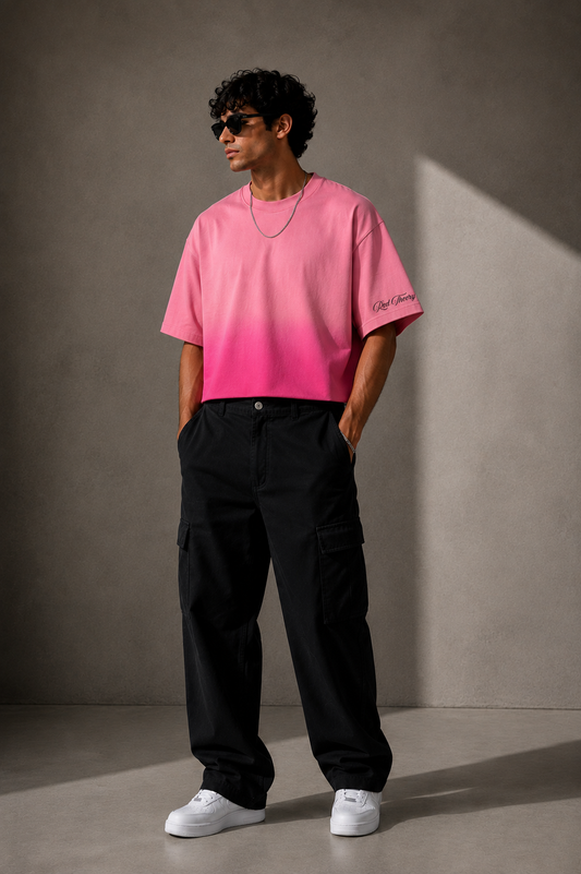 Pink Sunfade Ombré Boxy Fit Tee by RED THEORY