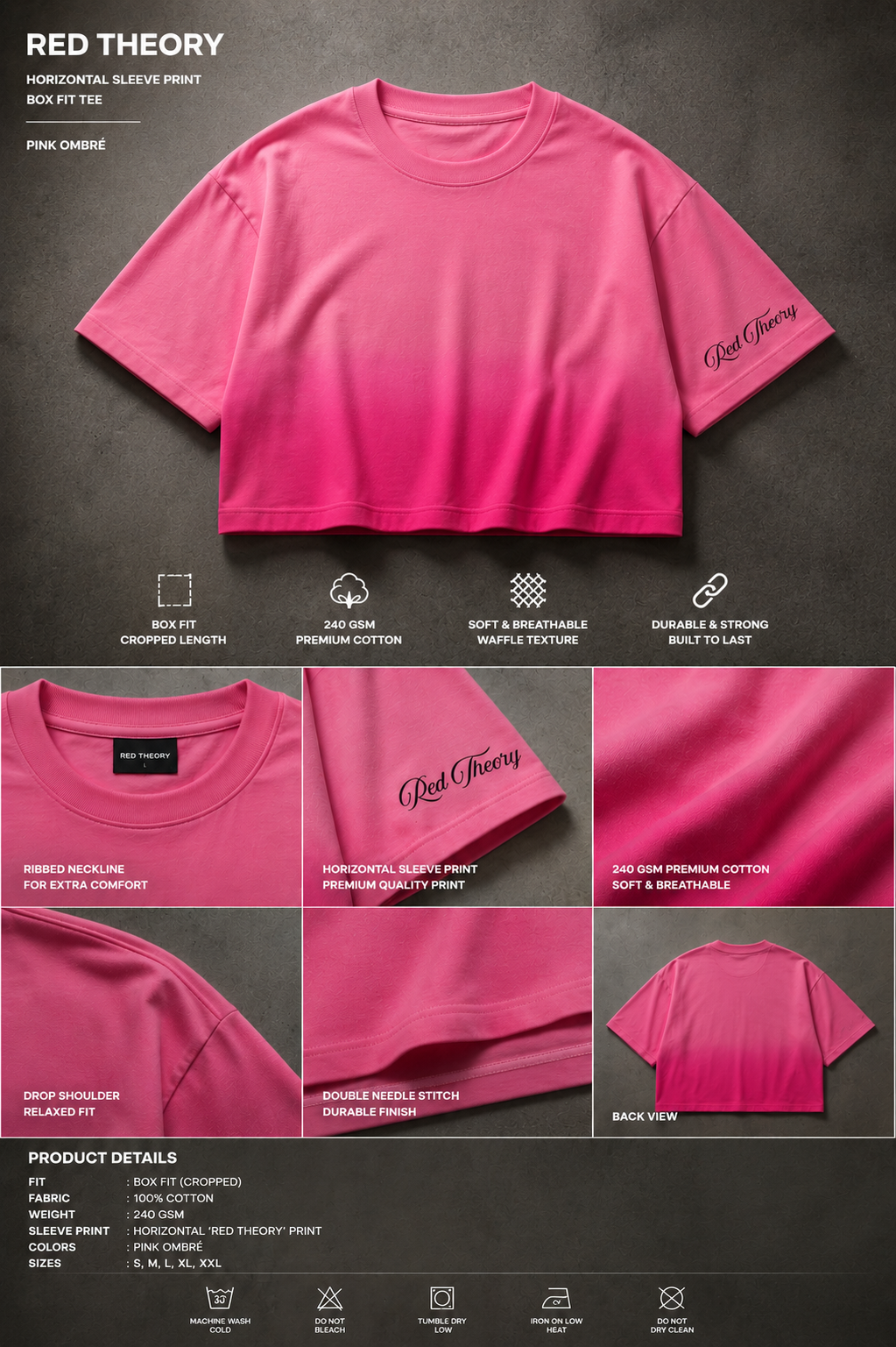 Pink Sunfade Ombré Boxy Fit Tee by RED THEORY